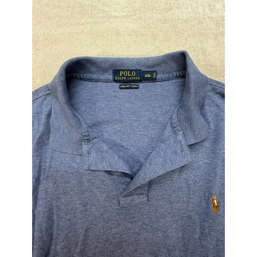 Polo Ralph Lauren Pima Soft Touch Men Polo Shirt XXL Blue Flesh Pony